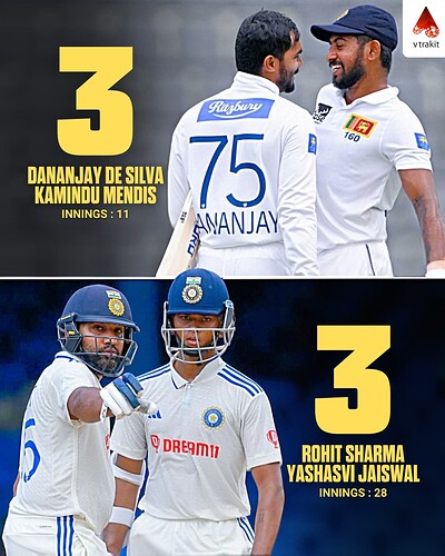 5. Most 100+ partnerships by a pair in WTC 2023-25