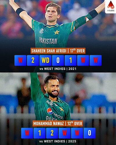 3. Mohammad Nawaz becomes the second bowler to pick 3 wickets in an over for Pakistan against West Indies