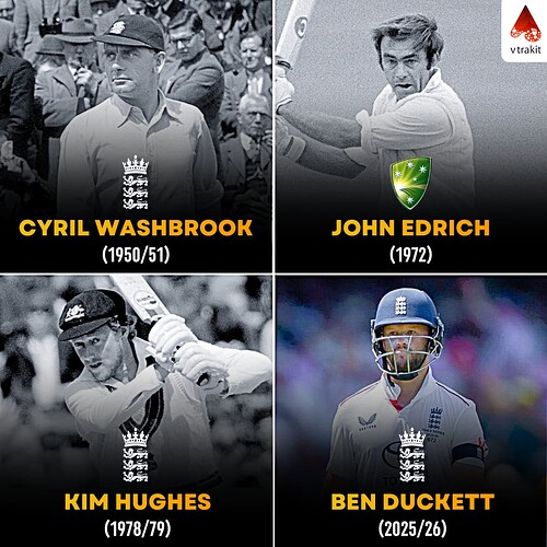 3. Ben duckett is the fourth top order batter player  to not register a single 50+ score in an Ashes series